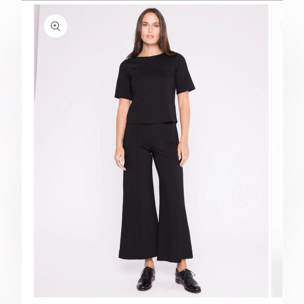 Ripley Rader Black Ponte Knit High Waist Cropped Wide Leg Pant size 4 - Large